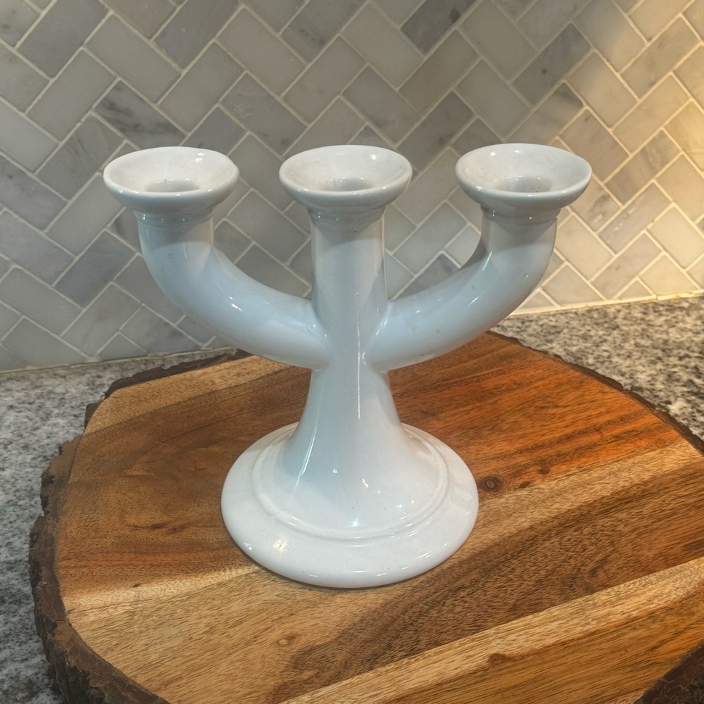 Vintage Hoganas Keramik Swedish Scandinavian 3 candle candelabra
